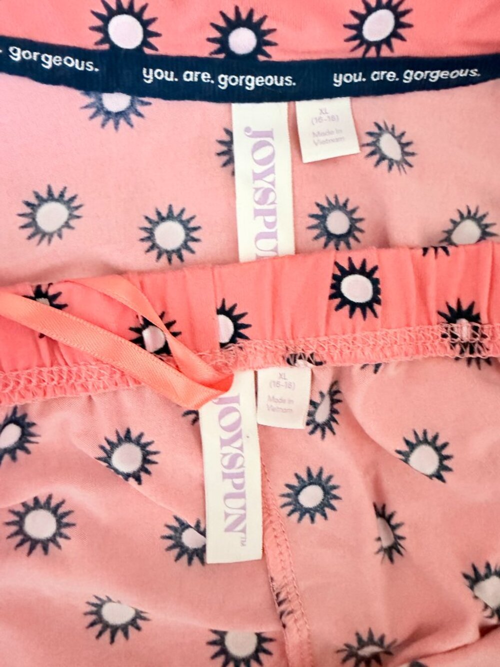 Joyspun Orange with Suns Pajama Set Women's Size XL - Picture 4 of 6